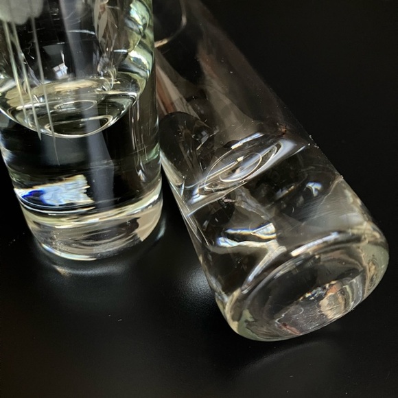 Beautiful Glass-Cut Floral Design Tube Vase Set of 2 - Picture 3 of 6